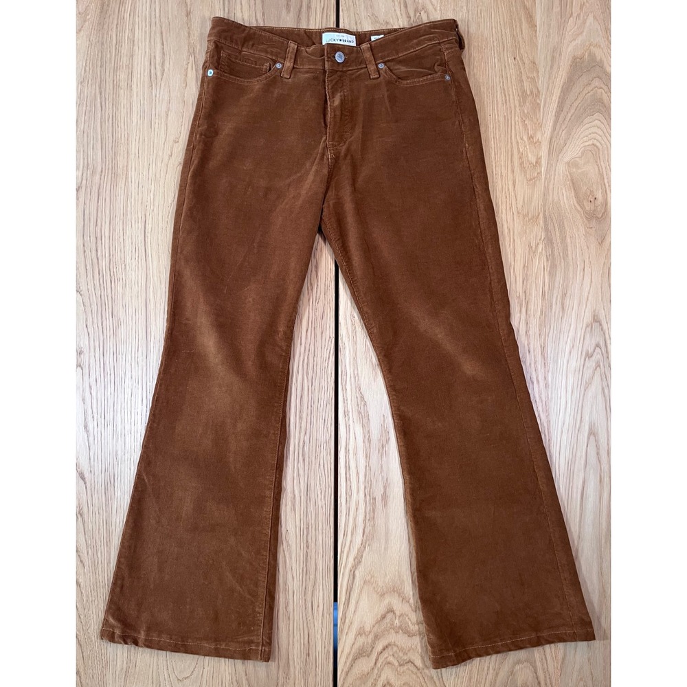 Lucky Brand Ava Flare Corduroy Pants Women 12/31 Brown Retro Boho Boho Flare